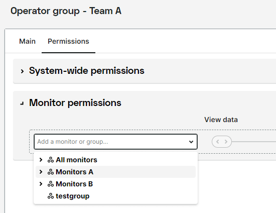 capture d’écran ajouter une permission de moniteur à l’équipe