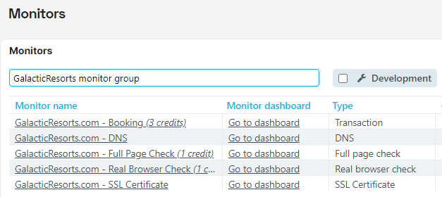 Recherche par groupe de moniteurs