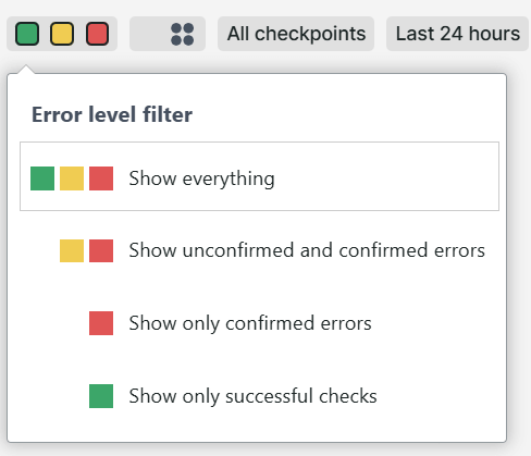 Filtrage par niveau d’erreur dans les dashboards