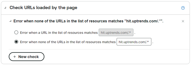 Condition d’erreur Vérifier les URL chargées par la page