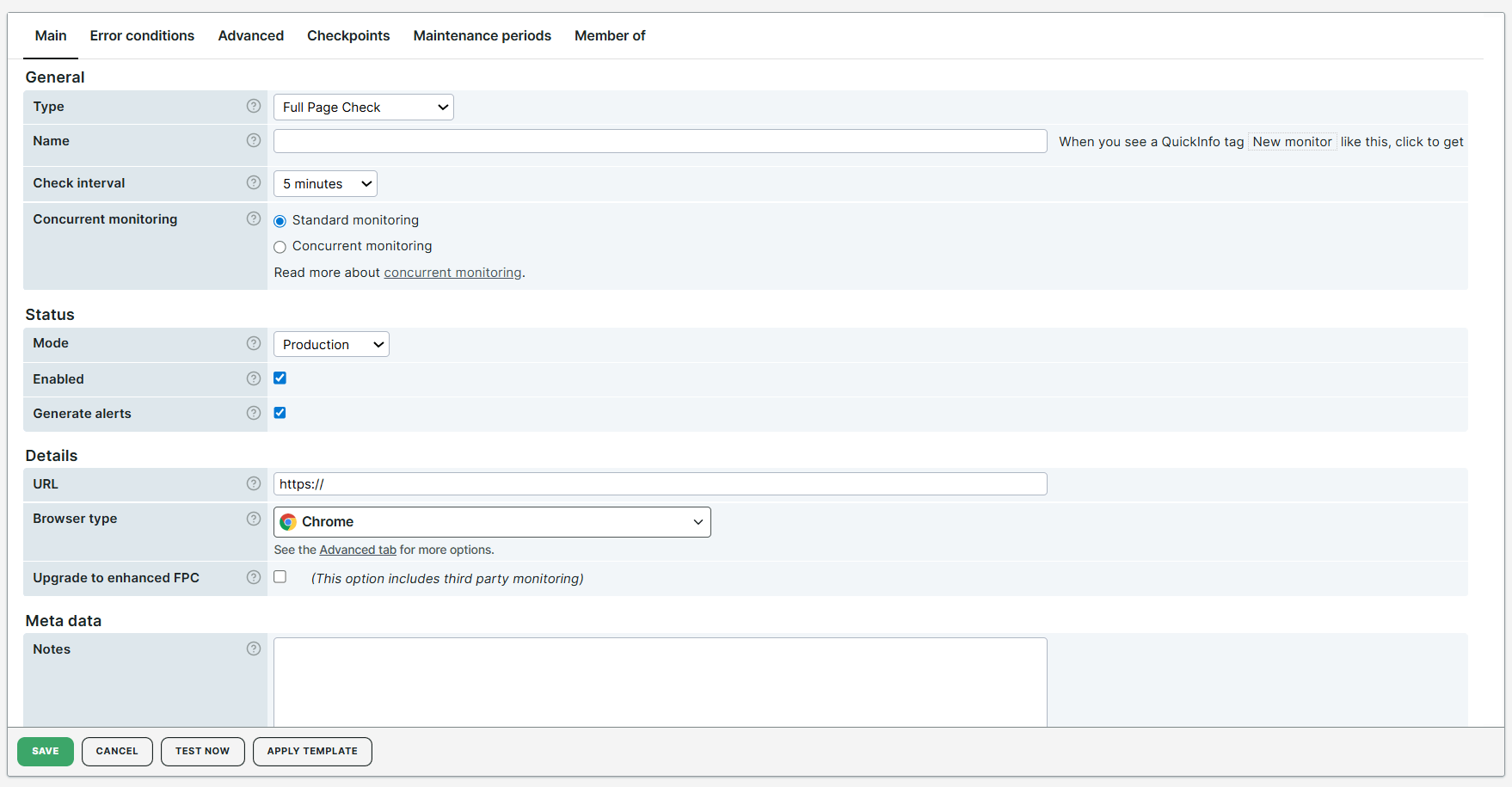 Configuration du moniteur depuis l&rsquo;onglet principal