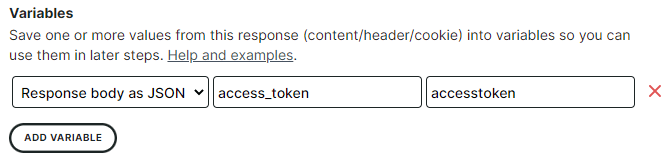 Access token variable