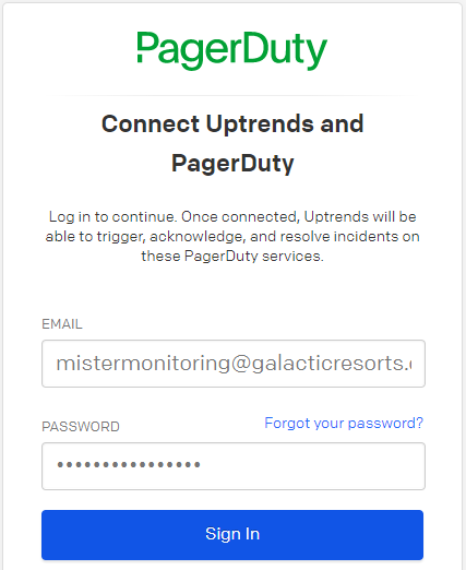 Portail de connexion à PagerDuty