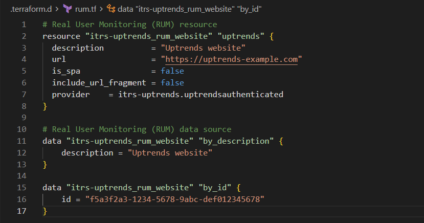 Blocs de configuration Terraform pour le Real User Monitoring (RUM)