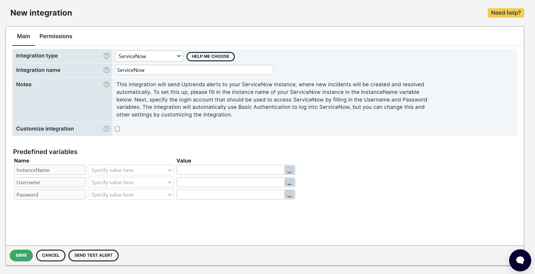 Intégration ServiceNow