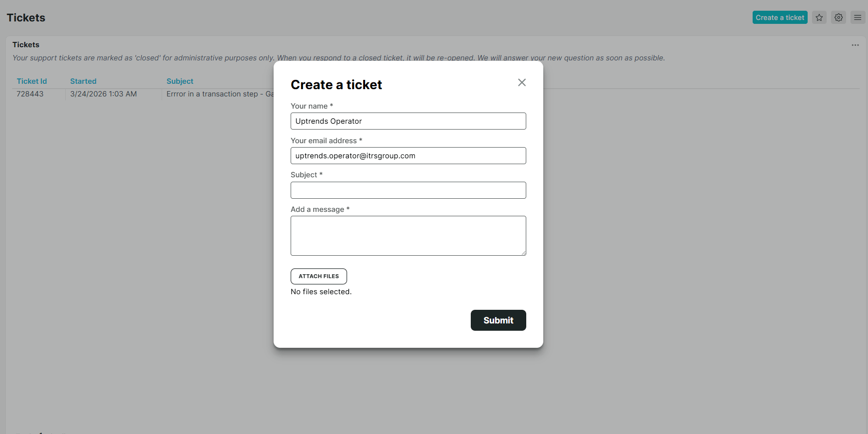 Tickets de support