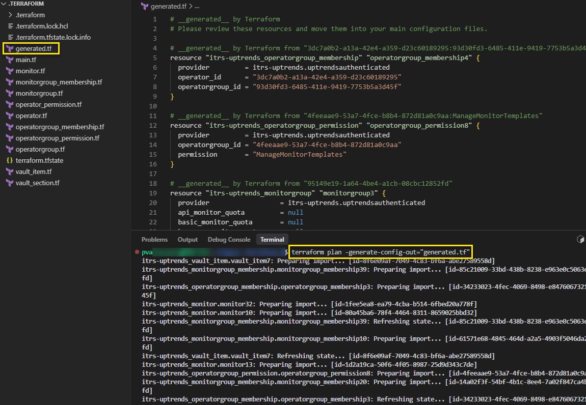 Importer des ressources d’Uptrends dans Terraform