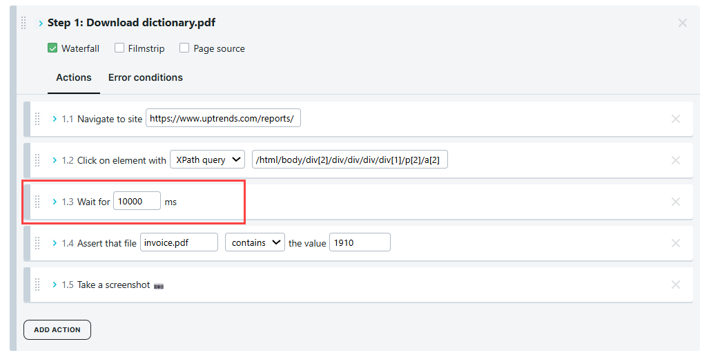 Moniteur de transaction avec une vérification de contenu Attendre un temps défini