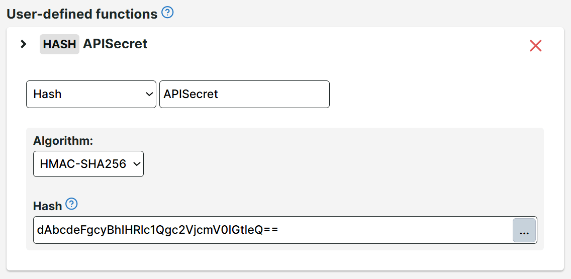 Fonction de hachage avec l’algorithme HMAC-SHA256 et une clé de hachage