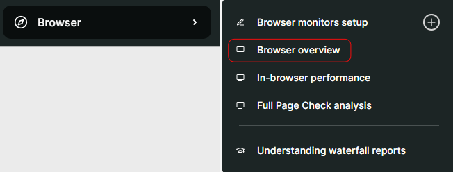 capture d’écran de l’option présentation du navigateur dans le menu