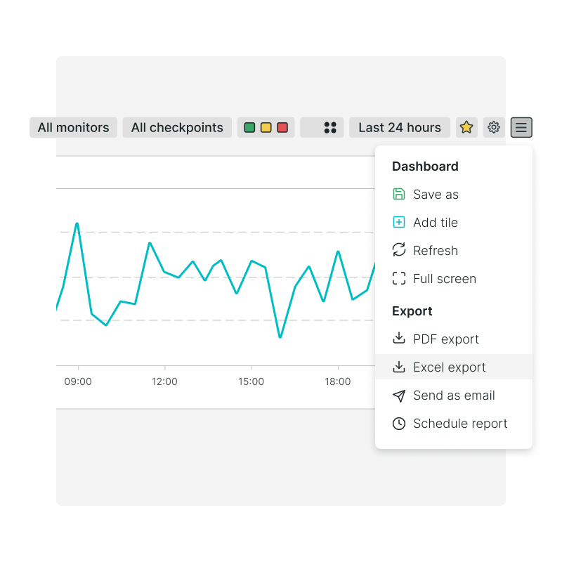 Exportation facile des données de surveillance avec Excel, PDF ou rapports par e-mail.