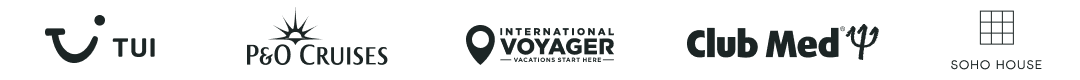 Des logos d'entreprises comme TUI, P&O Cruises, International Voyager, Club Med et SoHo House