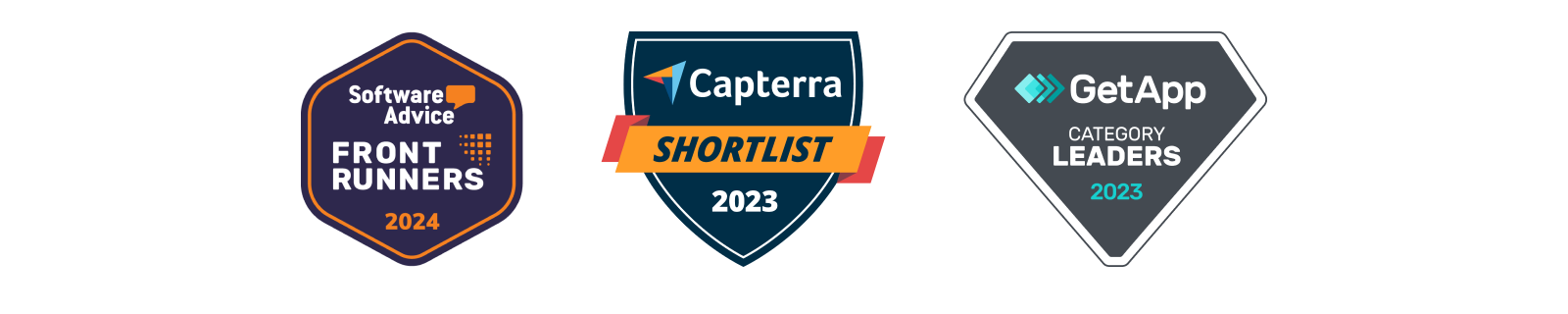 Badges de Front Runners, Capterra et GetApp