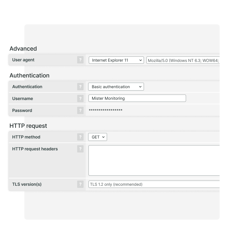 Paramètres avancés du moniteur Webservice Https