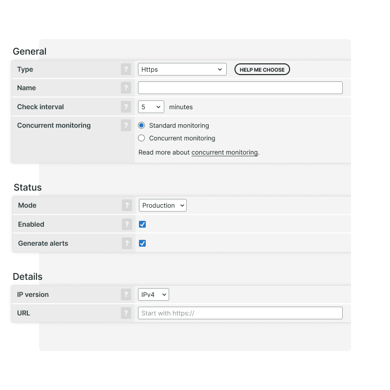 Paramètres avancés du moniteur Webservice Https