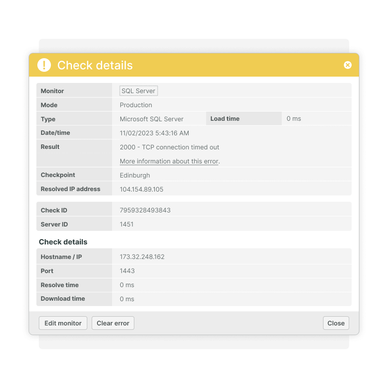 Recevoir des alertes lorsque les connexions échouent et que les serveurs tombent en panne