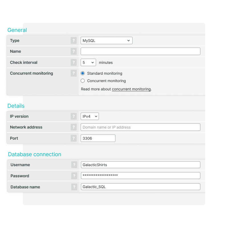 Configurez votre moniteur de serveur pour qu'il puisse se connecter à votre base de données SQL